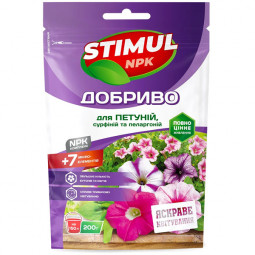 Добриво кристалічне Stimul NPK для петуній сурфіній та пеларгоній 200 г Добриво кристалічне Stimul NPK для петуній сурфіній та пеларгоній 200 г